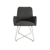 Mambo Santorini Dining Chair Plain Back (Pair) - Dark Grey Fabric, White Frame