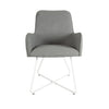 Mambo Santorini Dining Chair Plain Back (Pair) - Light Grey Fabric, White Frame