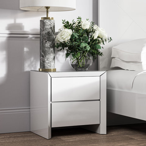 Mint Collection - Arezzo Bedside Cabinet - Gloss White - Showroom Clearance