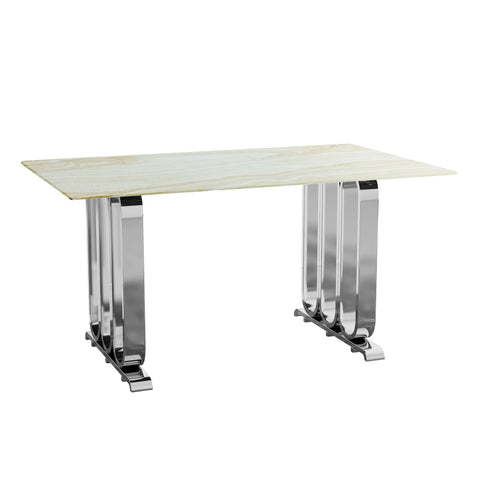 Mint Collection - 1.8m Dining Table - Marble/Silver