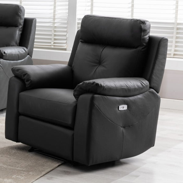 Milano Leather Sofa - Arm Chair - Electric Recliner - Anthracite