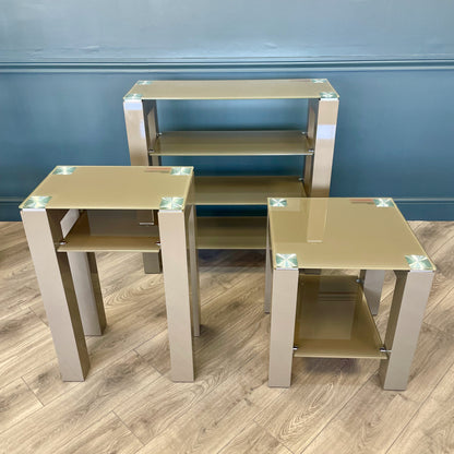Mocha Gloss & Glass - End Table