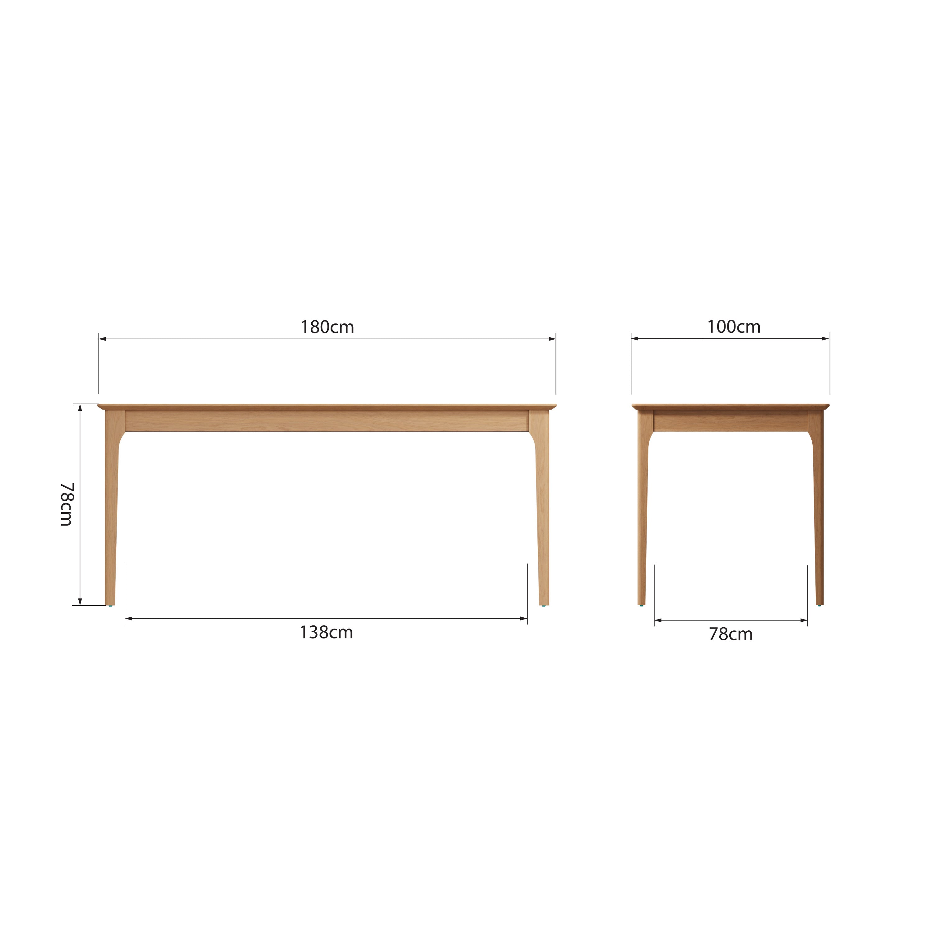 Rimini Oak Dining Table - 1.8m Fixed