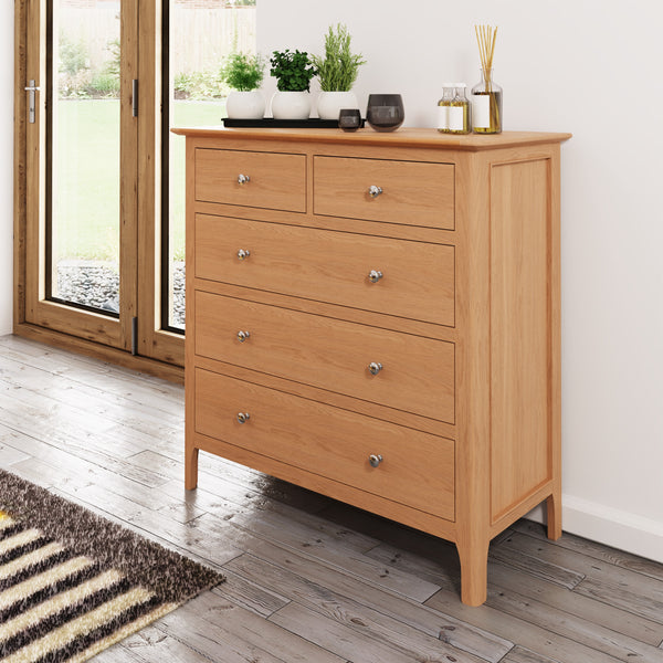 Rimini Oak Chest - Jumbo 2 Over 3 Drawer