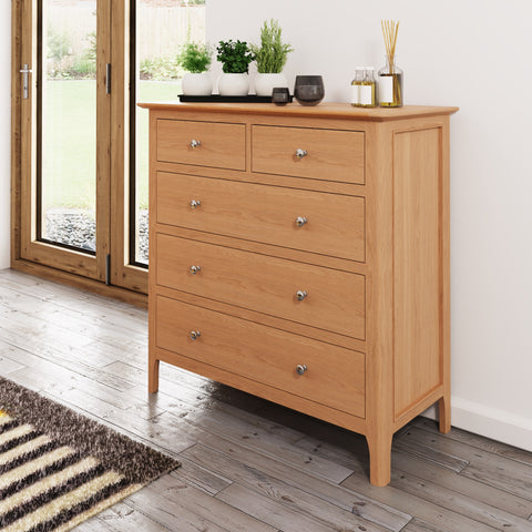 Rimini Oak Chest - 2 Over 3 Drawer