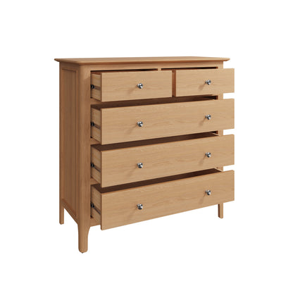 Rimini Oak Chest - 2 Over 3 Drawer