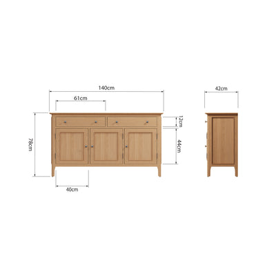 Rimini Oak Sideboard - 3 Door