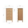 Rimini Oak Chest - 4 Drawer Narrow