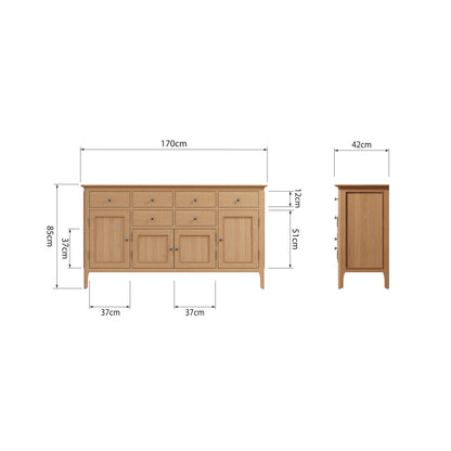 Rimini Oak Sideboard - 4 Door