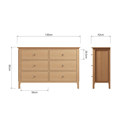 Rimini Oak Chest - 6 Drawer