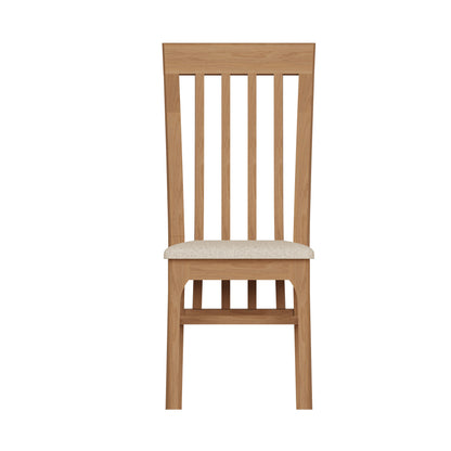 Rimini Oak Dining Chair - Slatted Back with Fabric Seat