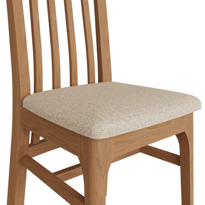 Rimini Oak Dining Chair - Slatted Back with Fabric Seat