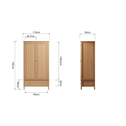 Rimini Oak Wardrobe - Large 2 Door