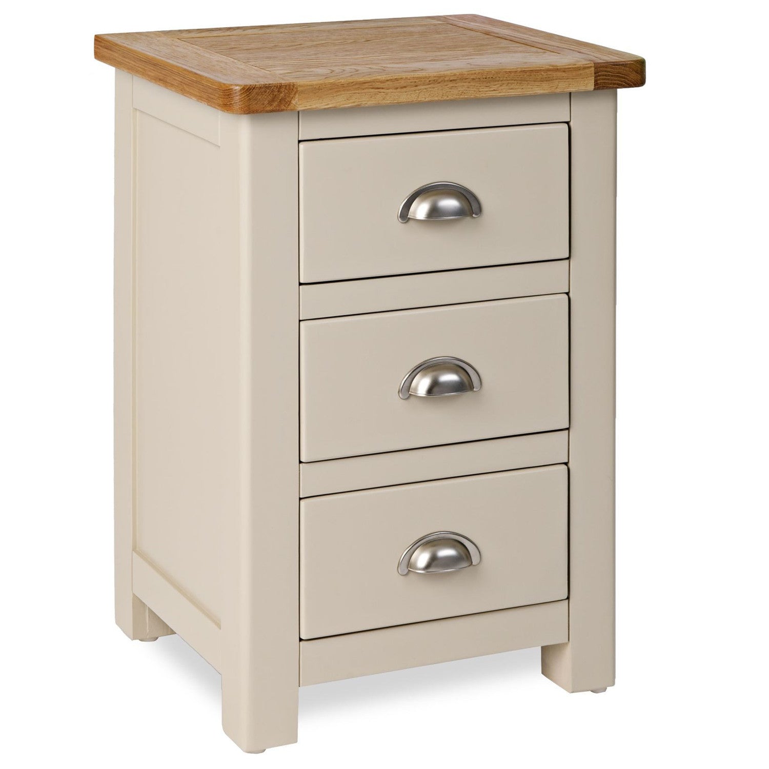 Portland Oak and Painted 3 Drawer Bedside Cabinet