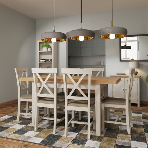 Oregon Oak & Stone Painted Dining Table - Extending 1.2m