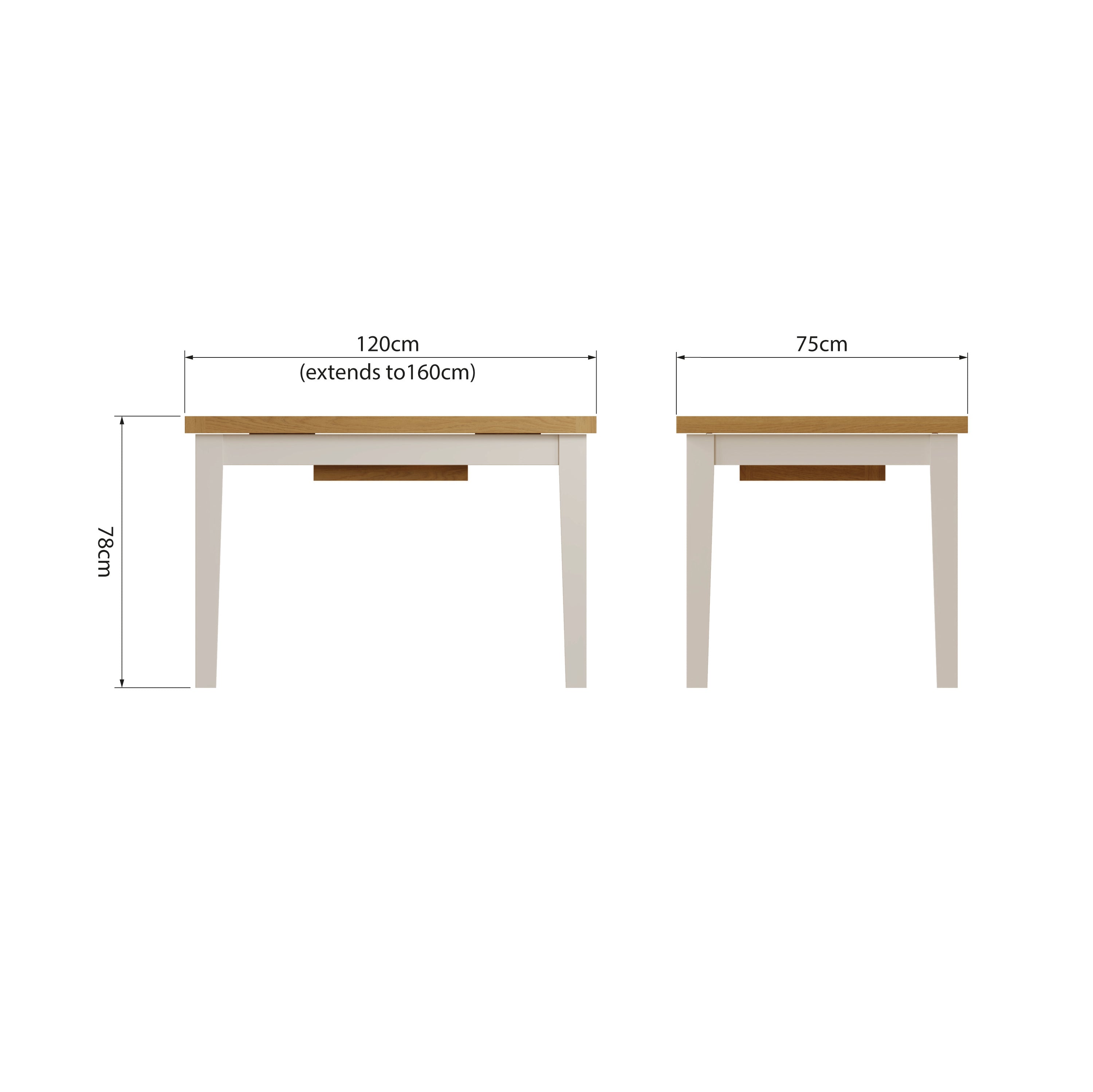 Oregon Oak & Stone Painted Dining Table - Extending 1.2m