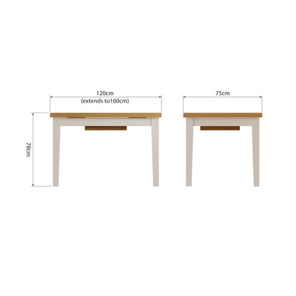 Oregon Oak & Stone Painted Dining Table - Extending 1.2m