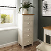 Oregon Oak & Stone Painted Chest of Drawers - 5 Drawer Narrow