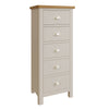 Oregon Oak & Stone Painted Chest of Drawers - 5 Drawer Narrow