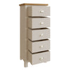 Oregon Oak & Stone Painted Chest of Drawers - 5 Drawer Narrow