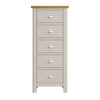 Oregon Oak & Stone Painted Chest of Drawers - 5 Drawer Narrow