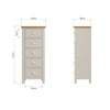 Oregon Oak & Stone Painted Chest of Drawers - 5 Drawer Narrow