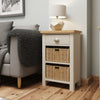 Oregon Oak & Stone Painted Side Table - 1 Drawer with 2 Baskets