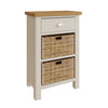 Oregon Oak & Stone Painted Side Table - 1 Drawer with 2 Baskets