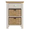 Oregon Oak & Stone Painted Side Table - 1 Drawer with 2 Baskets