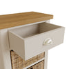 Oregon Oak & Stone Painted Side Table - 1 Drawer with 2 Baskets