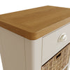Oregon Oak & Stone Painted Side Table - 1 Drawer with 2 Baskets