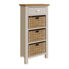 Oregon Oak & Stone Painted Tall Side Table - 1 Drawer 3 Baskets