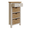 Oregon Oak & Stone Painted Tall Side Table - 1 Drawer 3 Baskets
