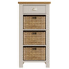 Oregon Oak & Stone Painted Tall Side Table - 1 Drawer 3 Baskets