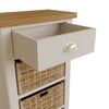 Oregon Oak & Stone Painted Tall Side Table - 1 Drawer 3 Baskets
