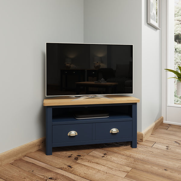 Oregon Blue Painted TV Unit - Corner