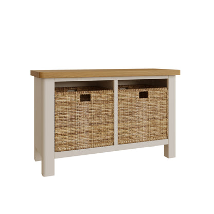 Oregon Oak & Stone Painted Hall Bench