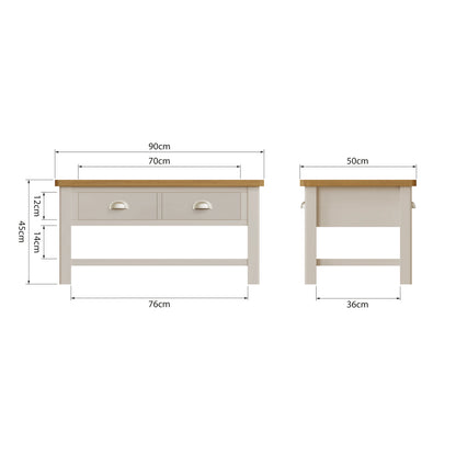 Oregon Oak & Stone Painted Coffee Table - Large