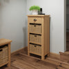 Oregon Oak Tall Side Table - 1 Drawer 3 Basket