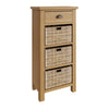 Oregon Oak Tall Side Table - 1 Drawer 3 Basket