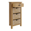 Oregon Oak Tall Side Table - 1 Drawer 3 Basket