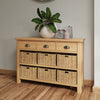 Oregon Oak Sideboard - 3 Drawer 6 Baskets
