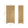 Oregon Oak Wardrobe - 2 Door with Drawer