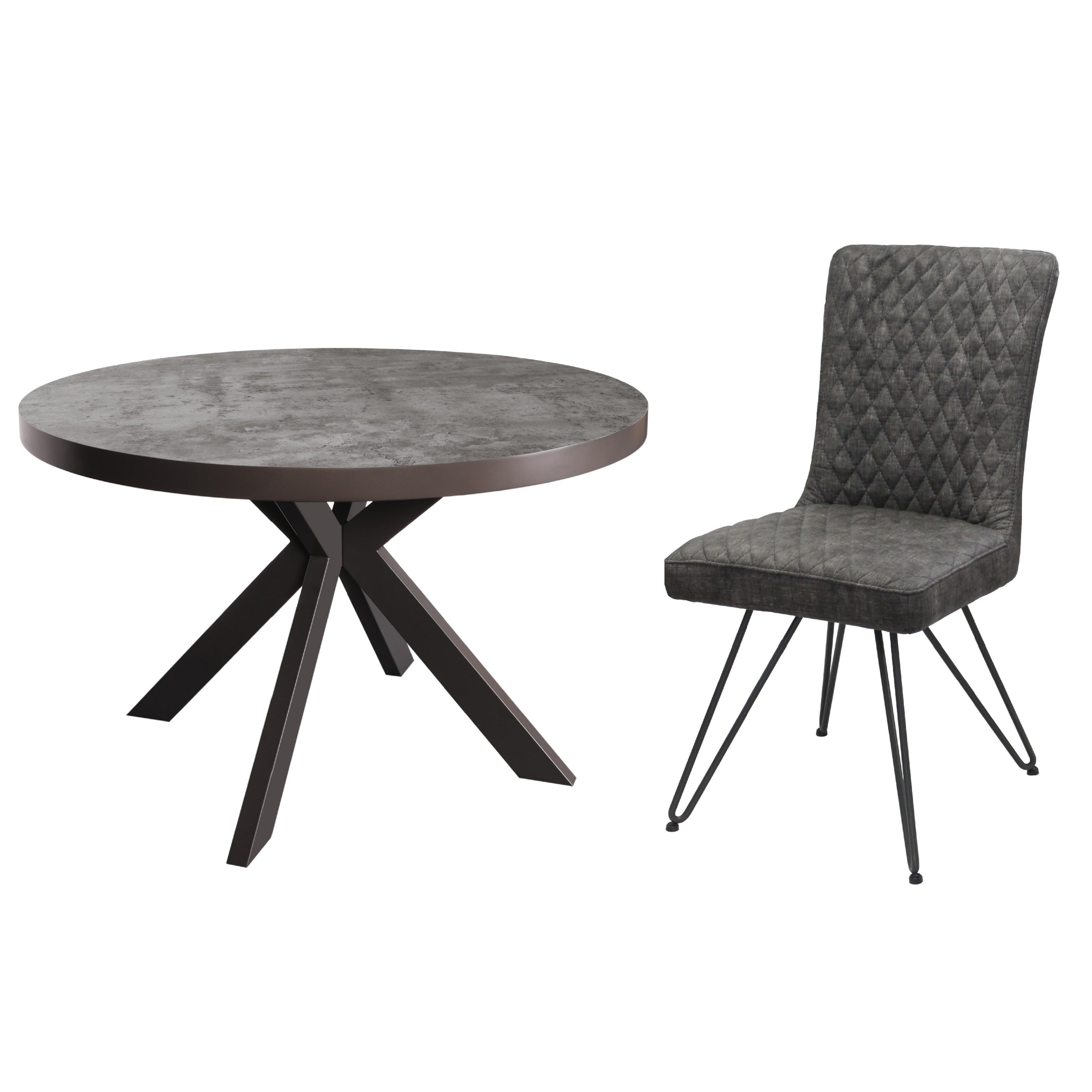 PACKAGE DEAL Fusion Stone Round Dining Table & x4 Fusion Dining Chai