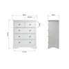 Chantilly White Painted Chest of Drawers - 2 Over 3