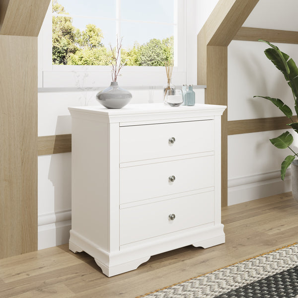 Chantilly White Painted Chest of Drawers - 3 Drawer