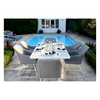 Mambo Santorini Rectangular Dining Table with Firepit - White with Patterned Top