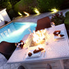 Mambo Santorini Square Dining Table with Firepit - White with Patterned Top