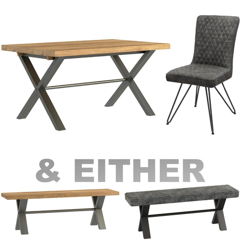 PACKAGE DEAL - Fusion Oak Large Dining Table & x3 Fusion Dining Chairs + Large Bench