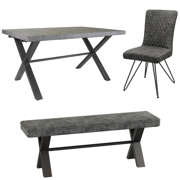PACKAGE DEAL - Fusion Stone Large Dining Table & x3 Fusion Dining Chairs + Large Bench